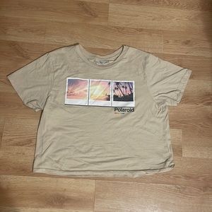 Slightly cropped Polaroid tshirt. Size large. Tan/cream colored